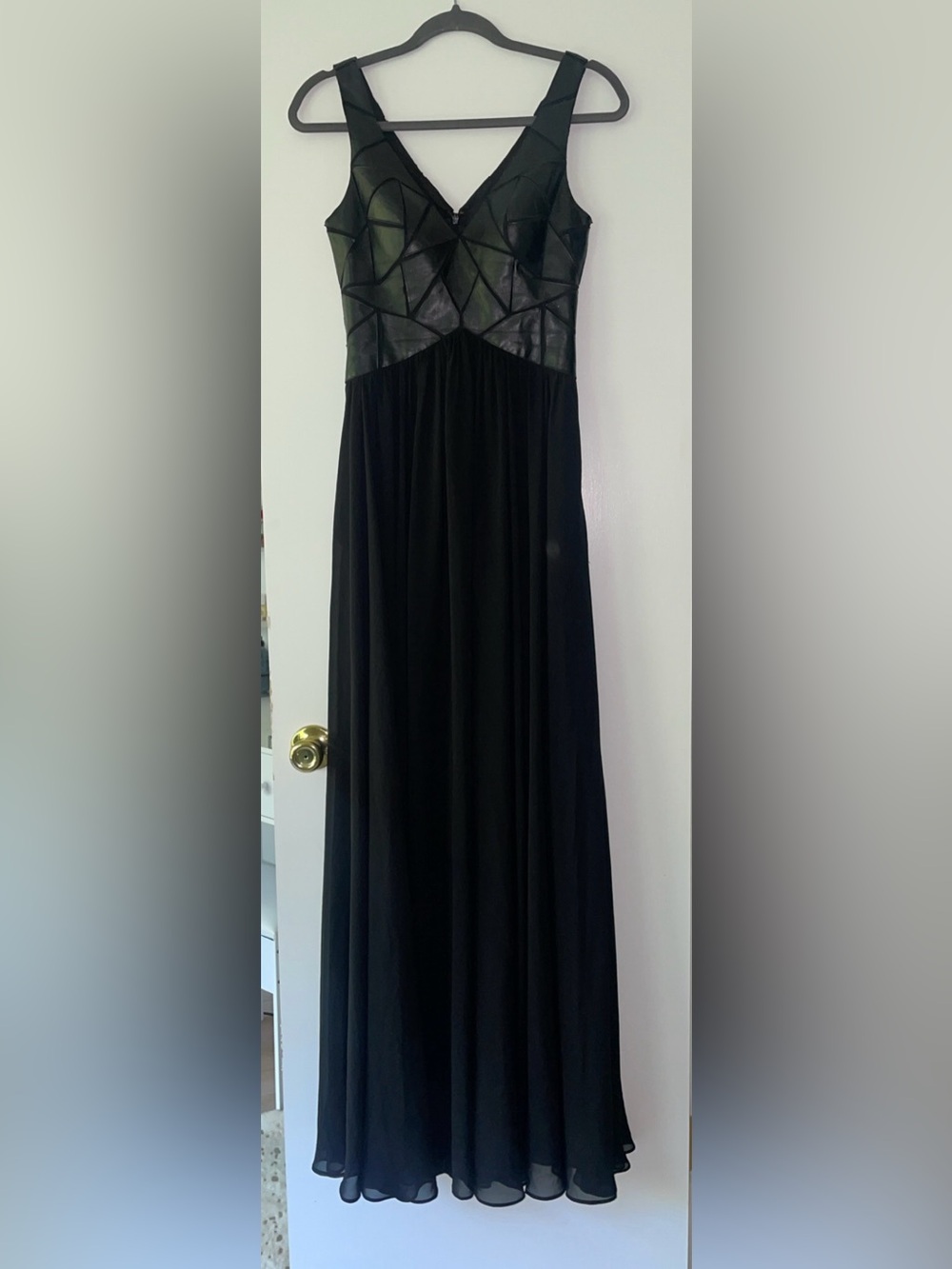 Cache Black Dress with Geometric Bodice 0